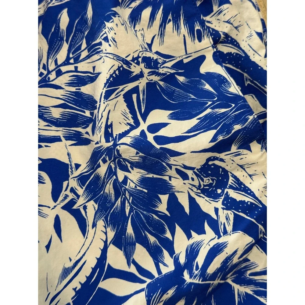 Columbia Men's Swim Trunks M Blue White Print Elastic Waist‎ Drawstring Pockets